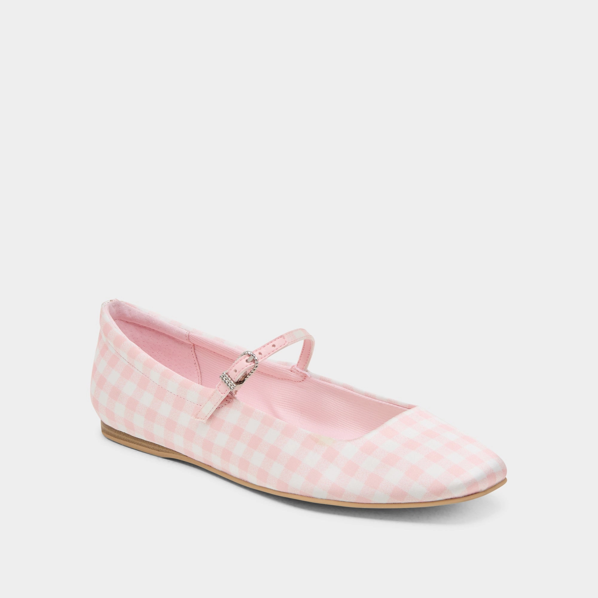 Sophisticated Comfort Bold materials REYES X BYRDIE GOLF BALLET FLATS PINK PLAID GINGHAM