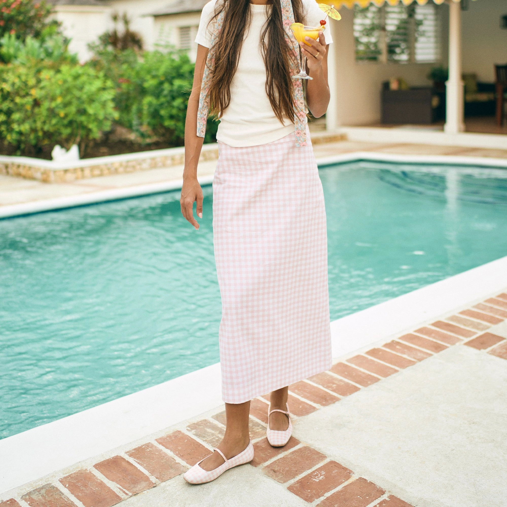 High Elasticity Midsole REYES X BYRDIE GOLF BALLET FLATS PINK PLAID GINGHAM