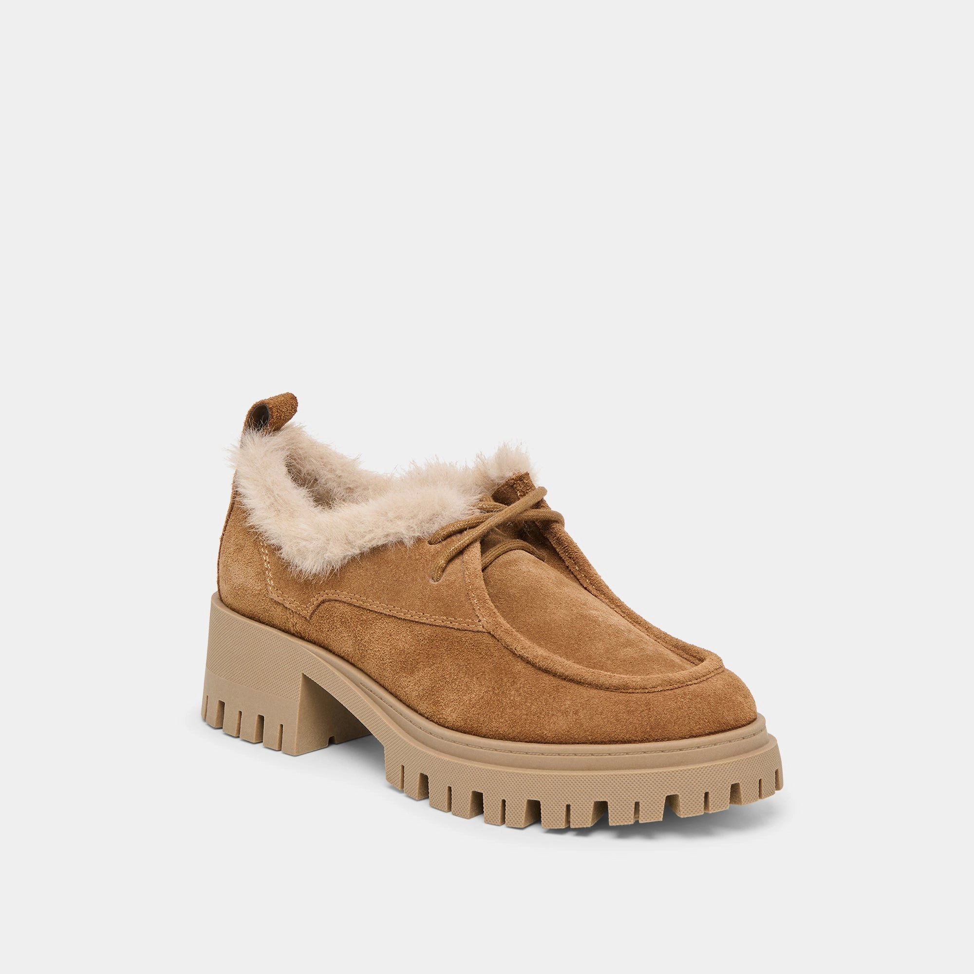 Compression Molded Frame MILZA PLUSH LOAFERS LT BROWN SUEDE