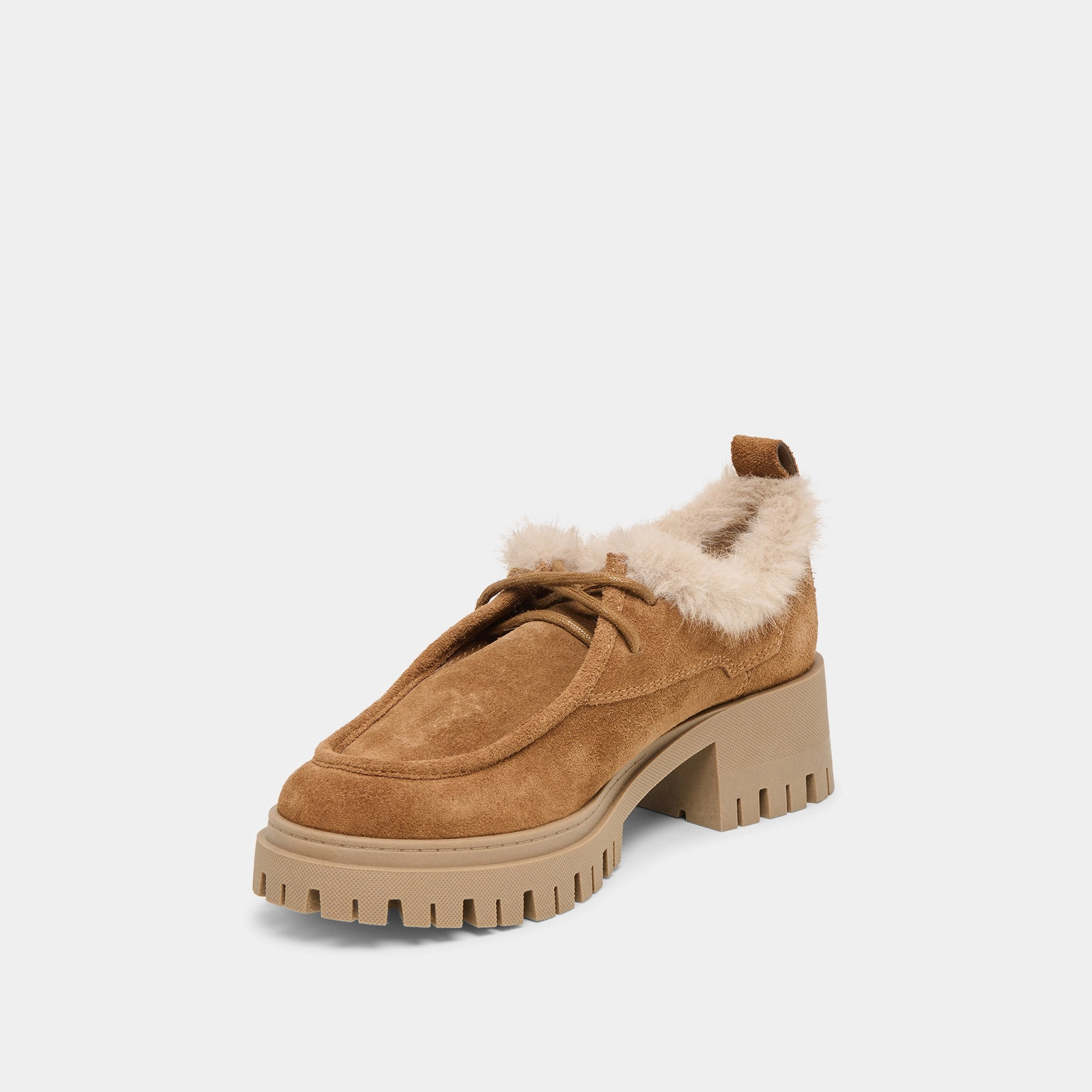 Bold colors Grounded Traction Pattern MILZA PLUSH LOAFERS LT BROWN SUEDE