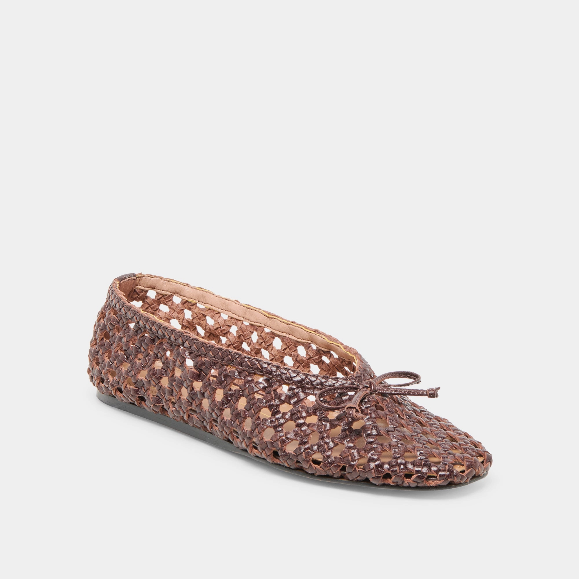 EDDA BALLET FLATS BROWN WOVEN LEATHER engaging Modern sole