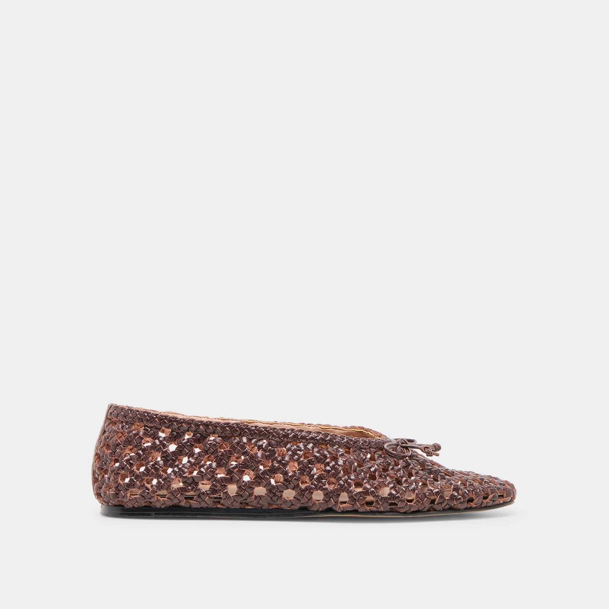 EDDA BALLET FLATS BROWN WOVEN LEATHER monogrammed