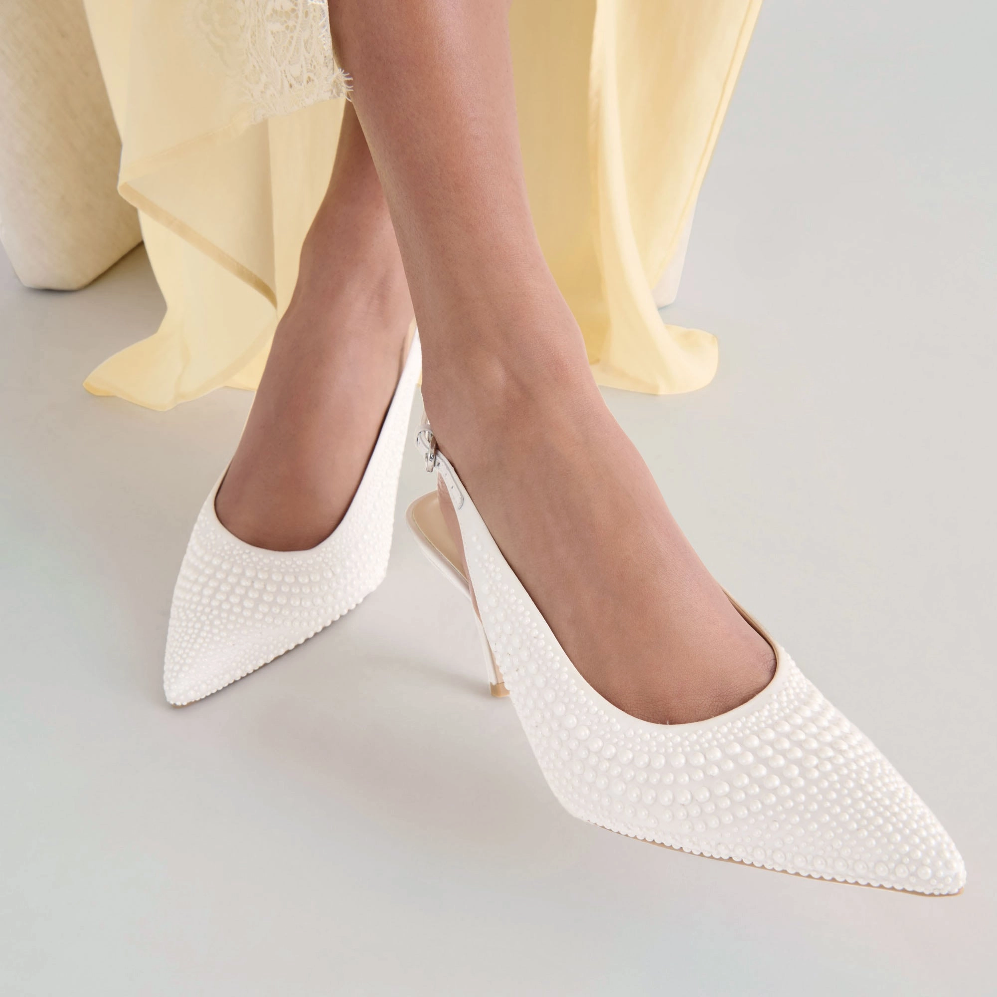 Thermal Regulating Insulation ELASI PEARL HEELS TRUE WHITE SATIN