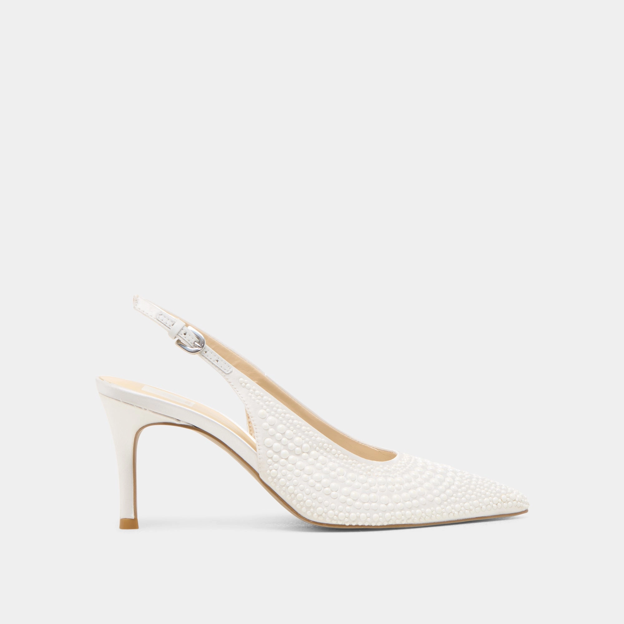 ELASI PEARL HEELS TRUE WHITE SATIN snowy - weather