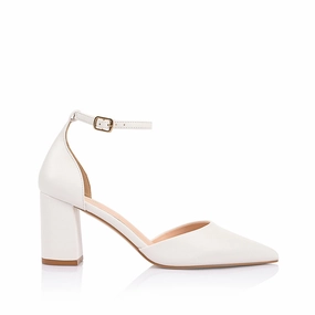 Light Hue Versatile Footwear Eli Closed Toe Block Heels - Chalk White