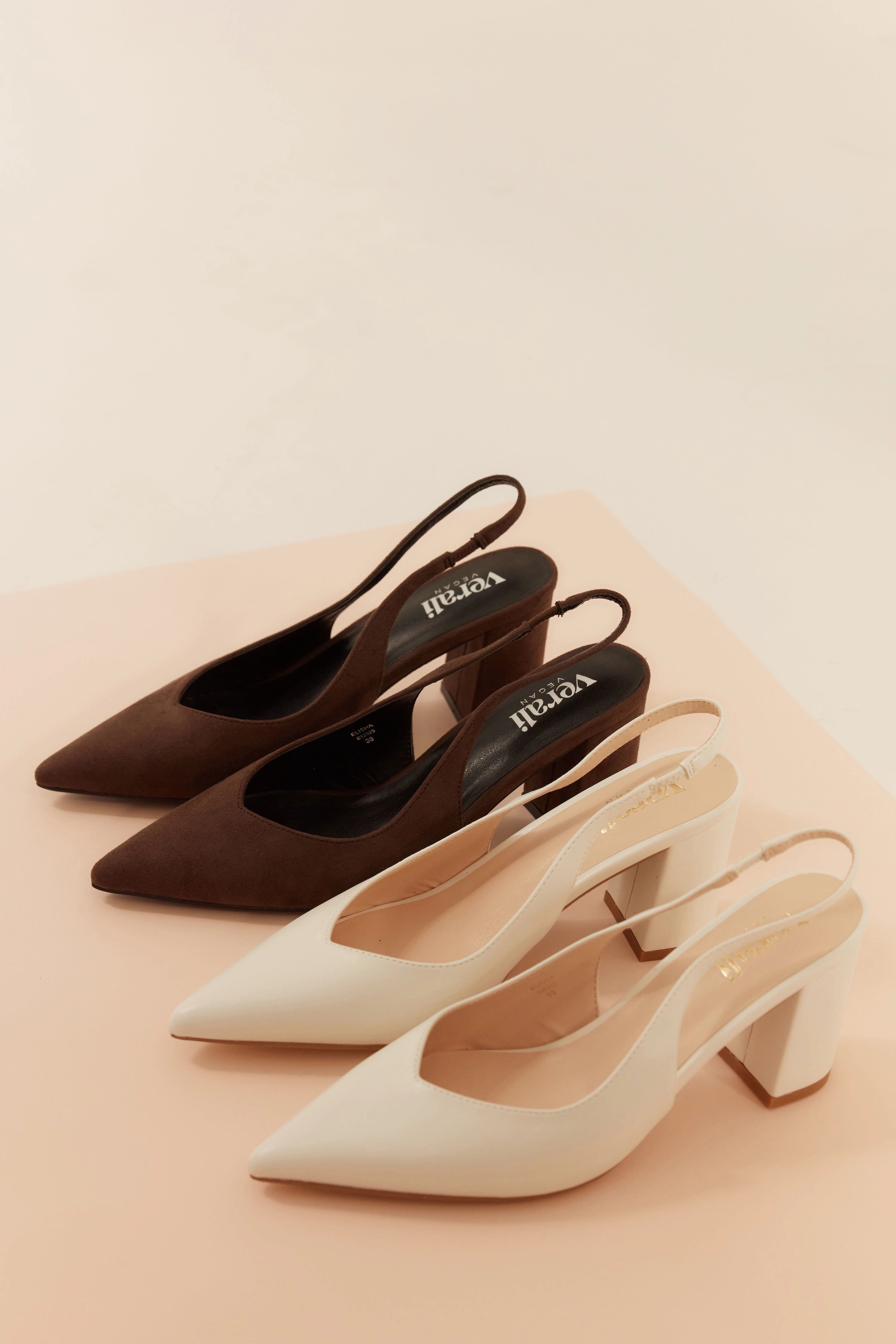 Elisha Slingback Block Heels - Chalk White Smooth Walking