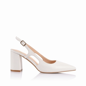 Balanced Fit Elton Slingback Block Heels - Chalk White