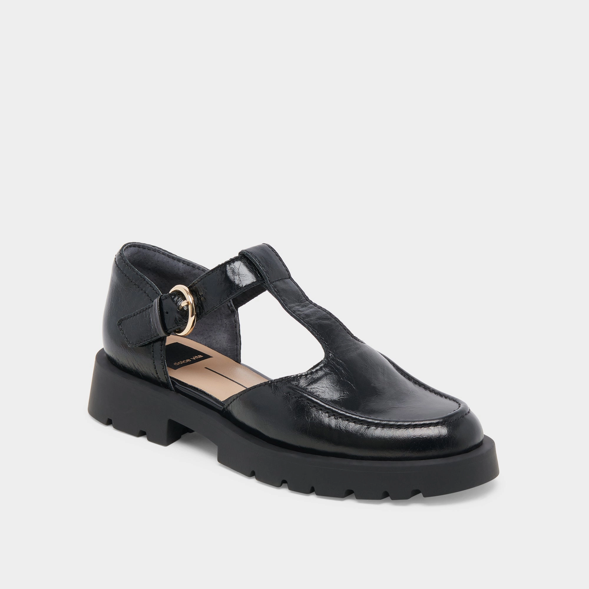 Open hunting EMILIO FLATS MIDNIGHT CRINKLE PATENT LEATHER