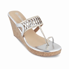 Shock Diffusing Heel AISHA- SILVER KOLHAPURIS