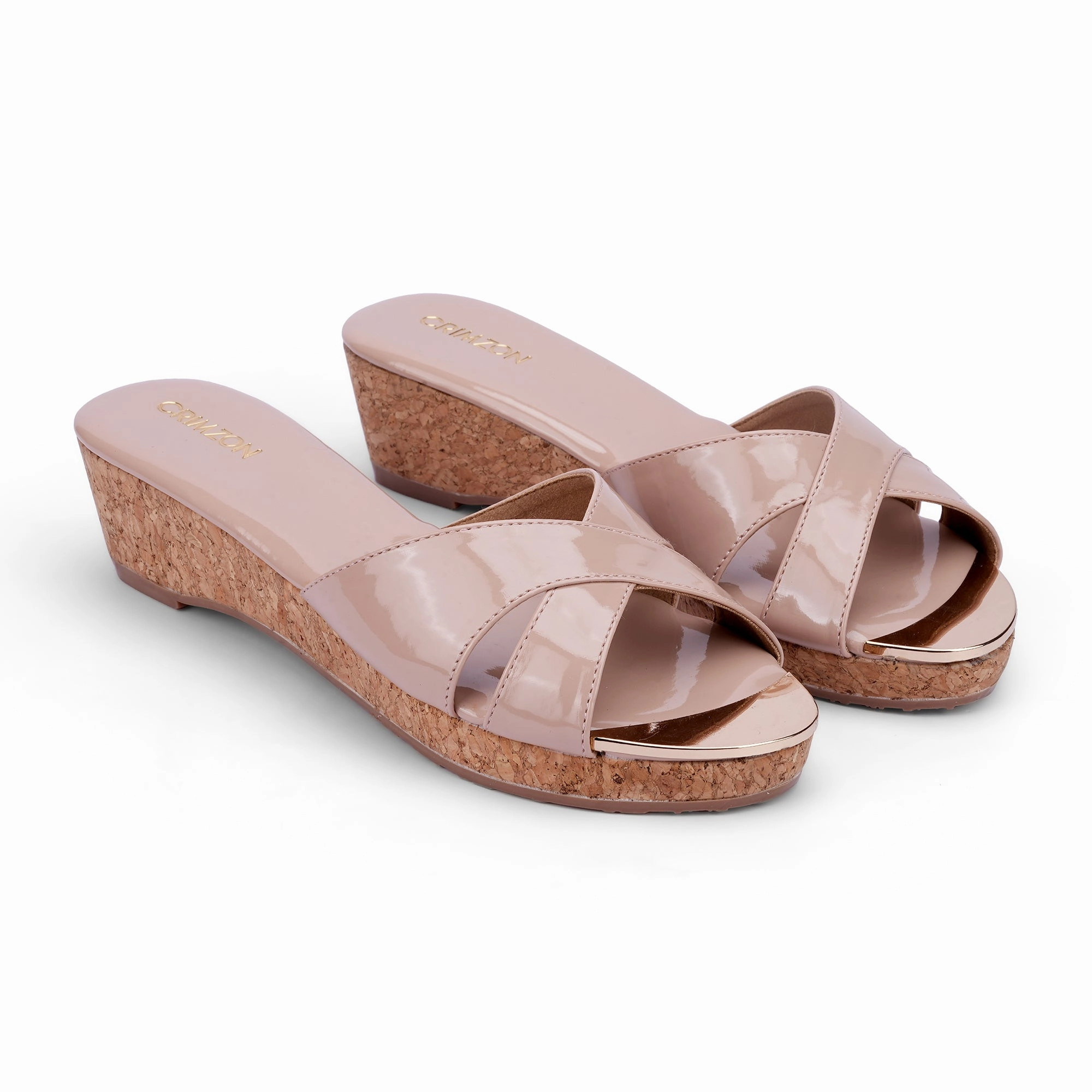 hook and loop closure AIYANA- PINK NUDE WEDGES