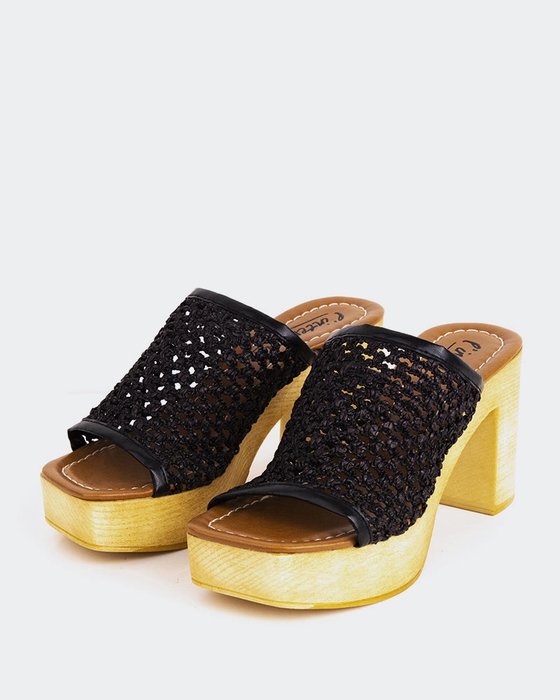 Faustine Black Rafia Quick Dry Strap Material Chic Vibe