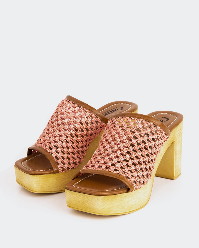 Faustine Pink Rafia Zero Drop Heel Impact Resistance