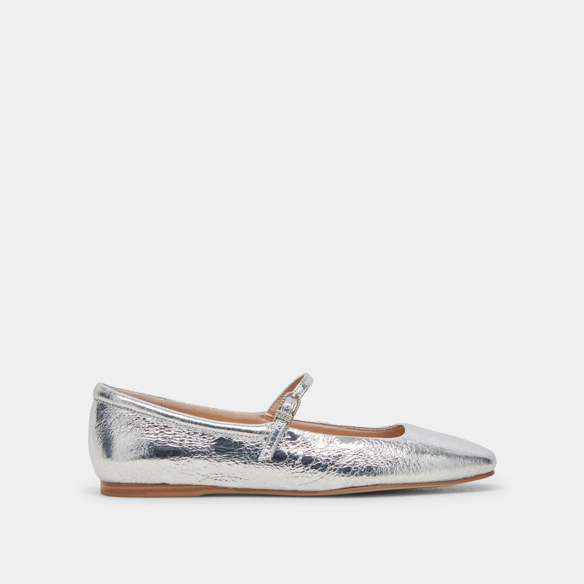 Established REYES BALLET FLATS SILVER DISTRESSED LEATHER