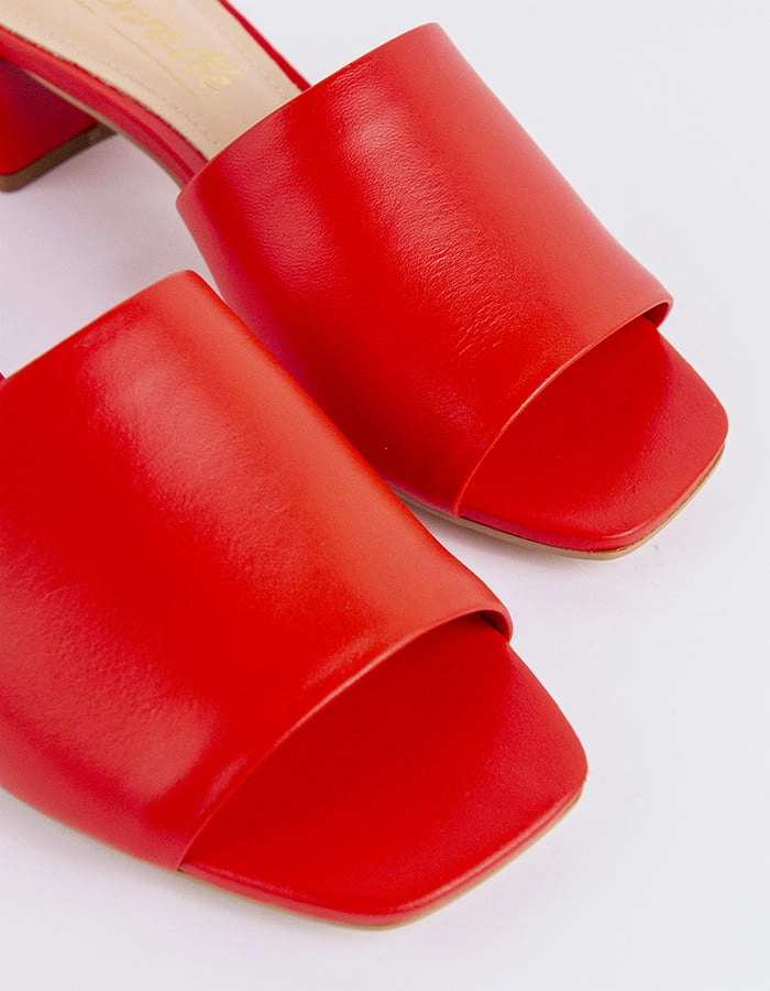 Fortunata Red Leather Classic Sandals Wide Toe Box Design