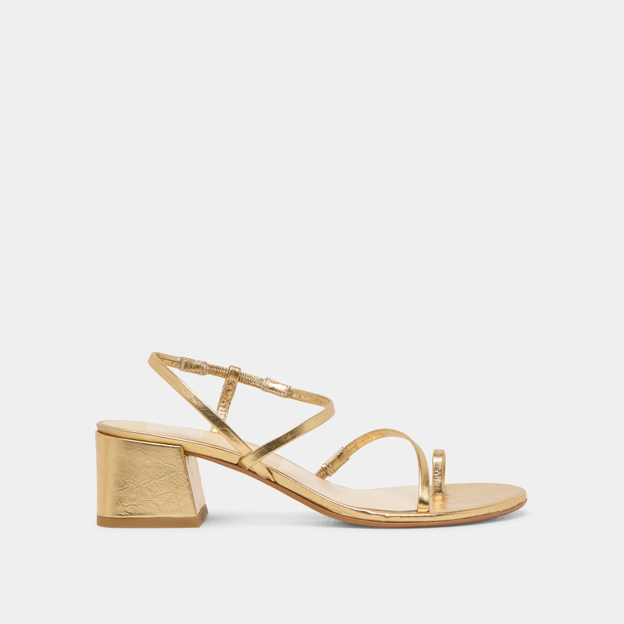TRINI HEELS GOLD LEATHER Reinforced Toe Guard
