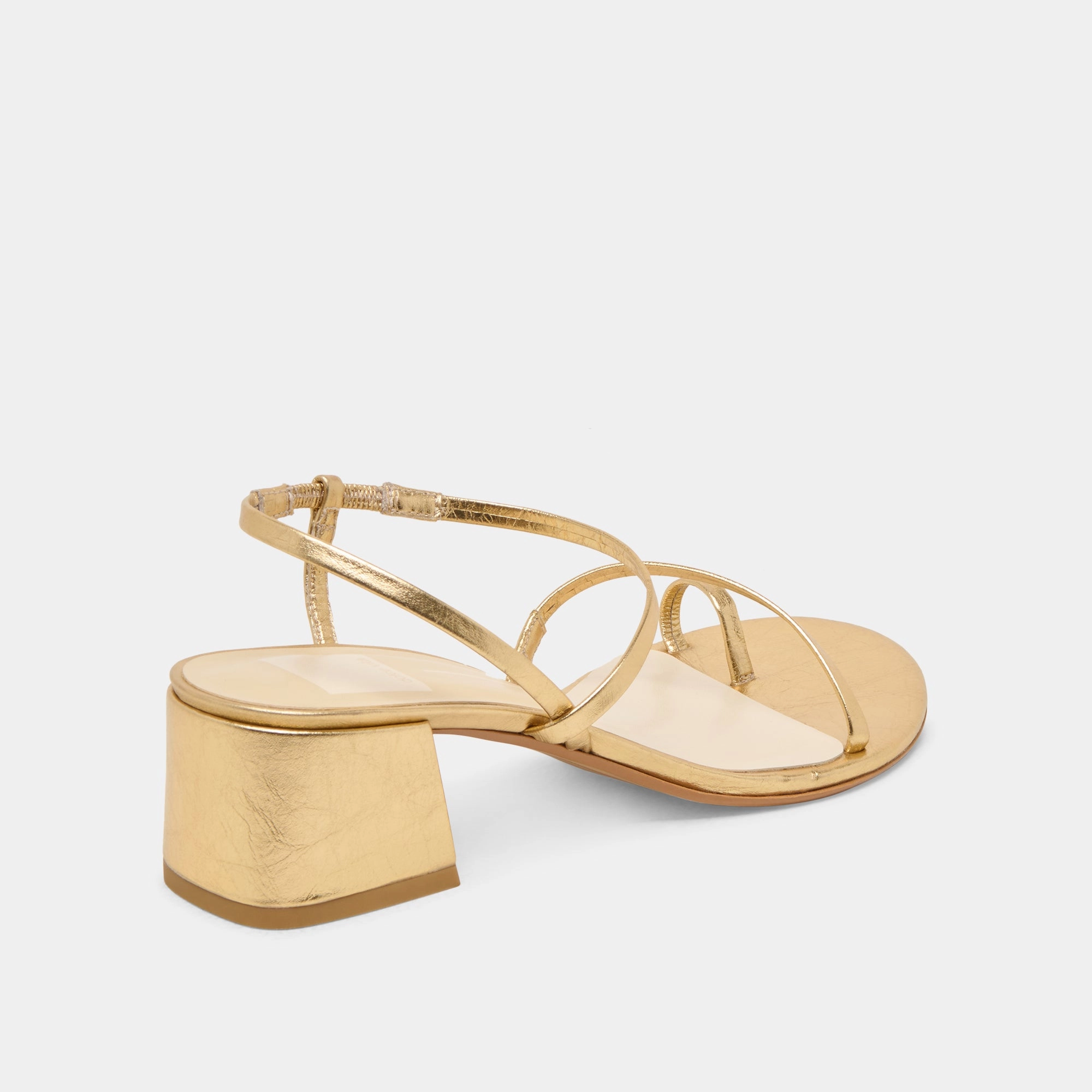 Embroidered Seamless Upper Design TRINI HEELS GOLD LEATHER