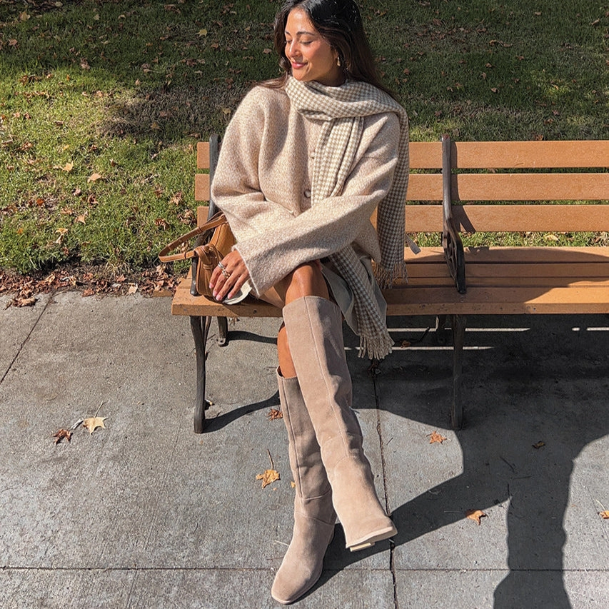 FYNN BOOTS TRUFFLE SUEDE monogrammed