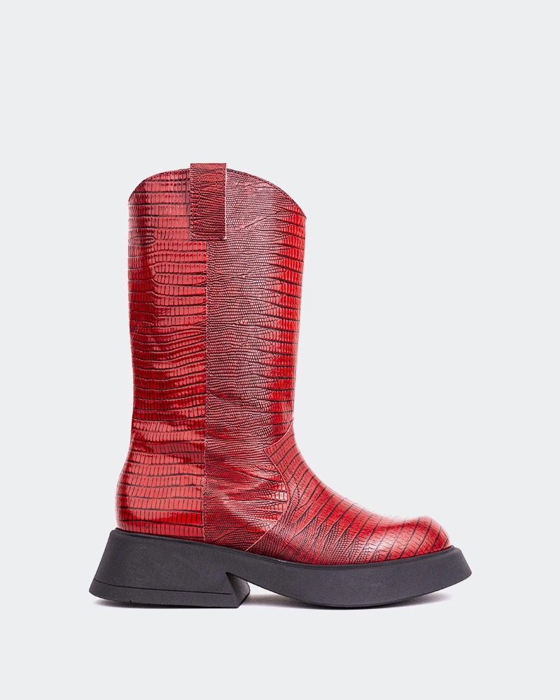 Gaulle Red Leather Shock Absorbing Winter Walker