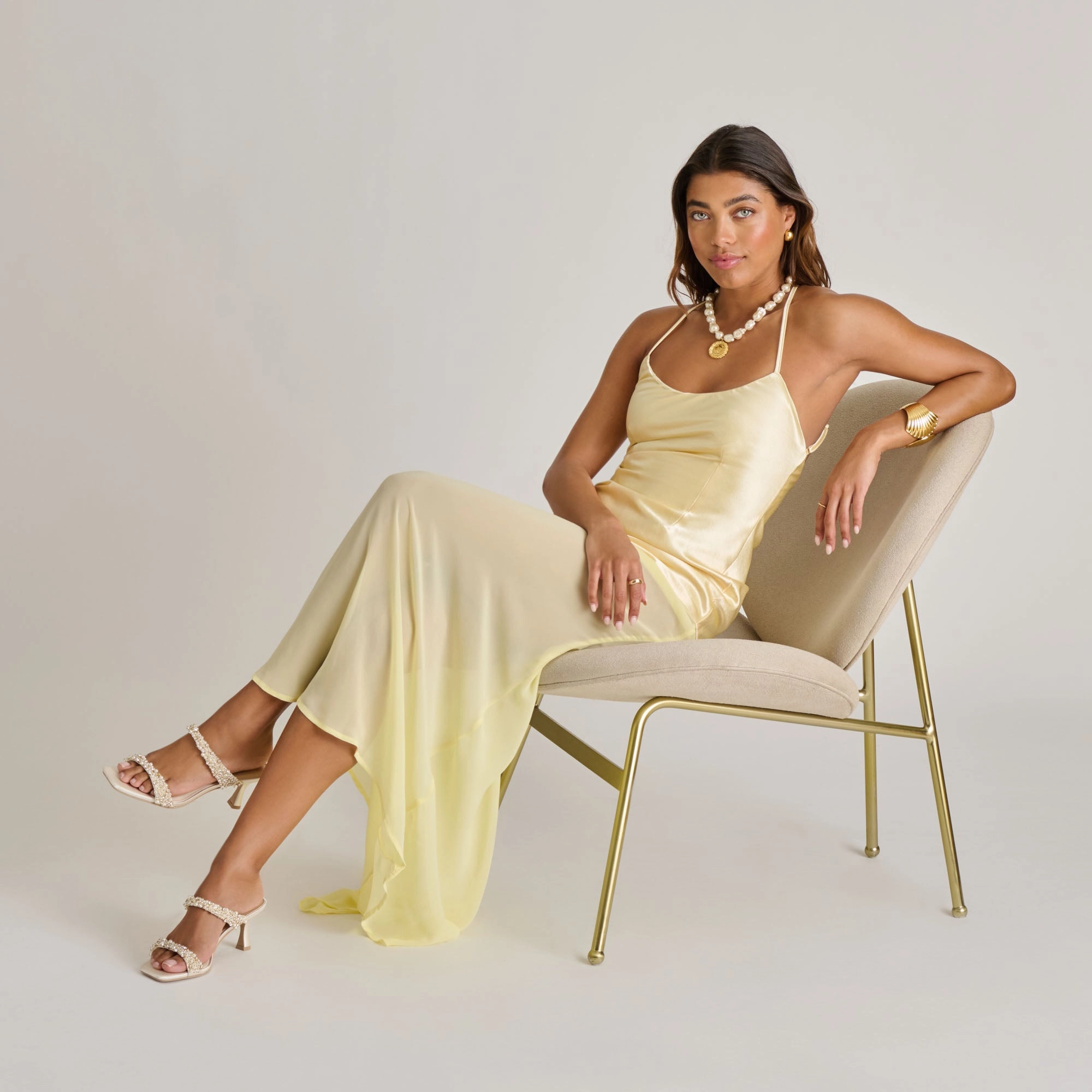 Important GENORA RHINESTONE HEELS IVORY RHINESTONE