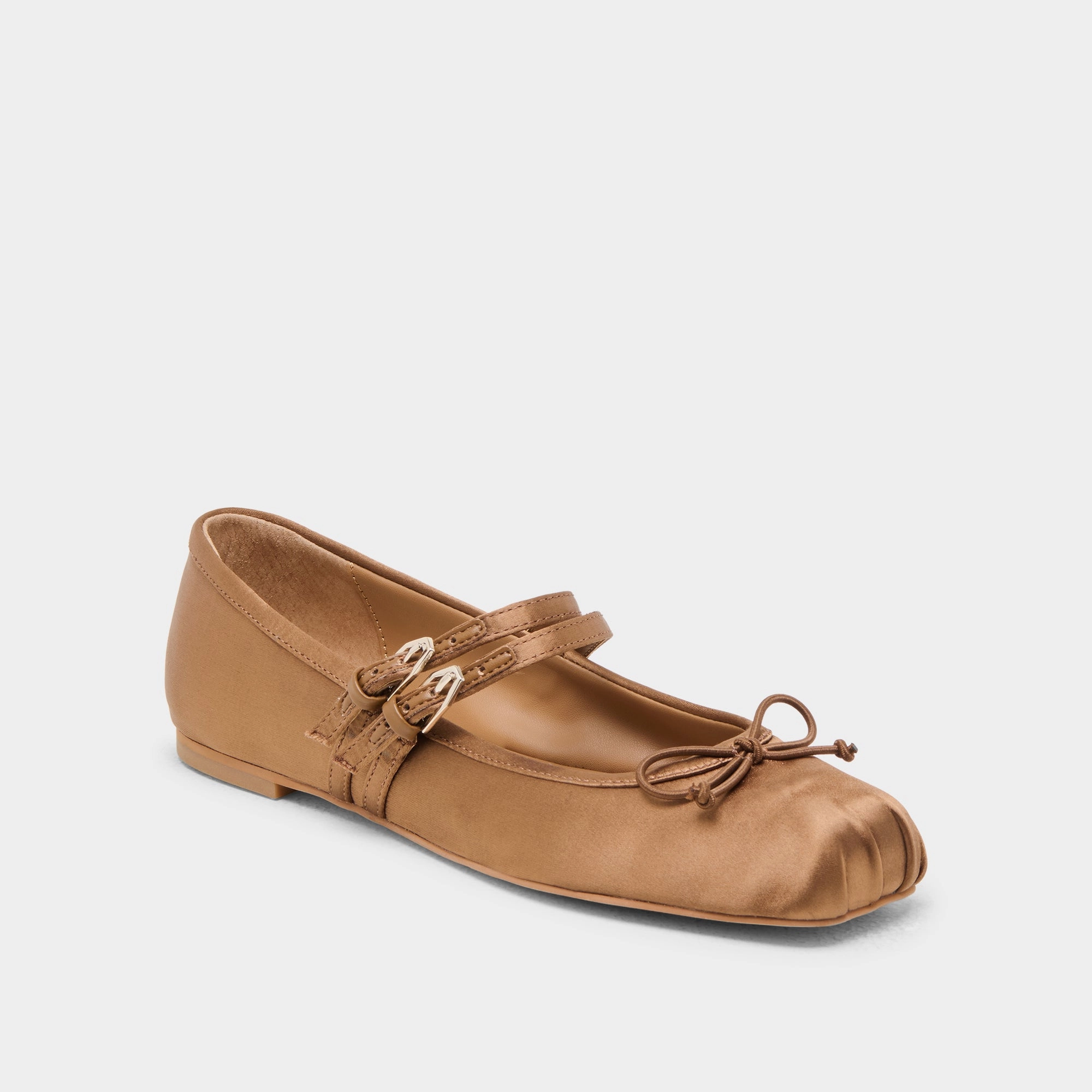 GIBSEN BALLET FLATS MID BROWN SATIN vital