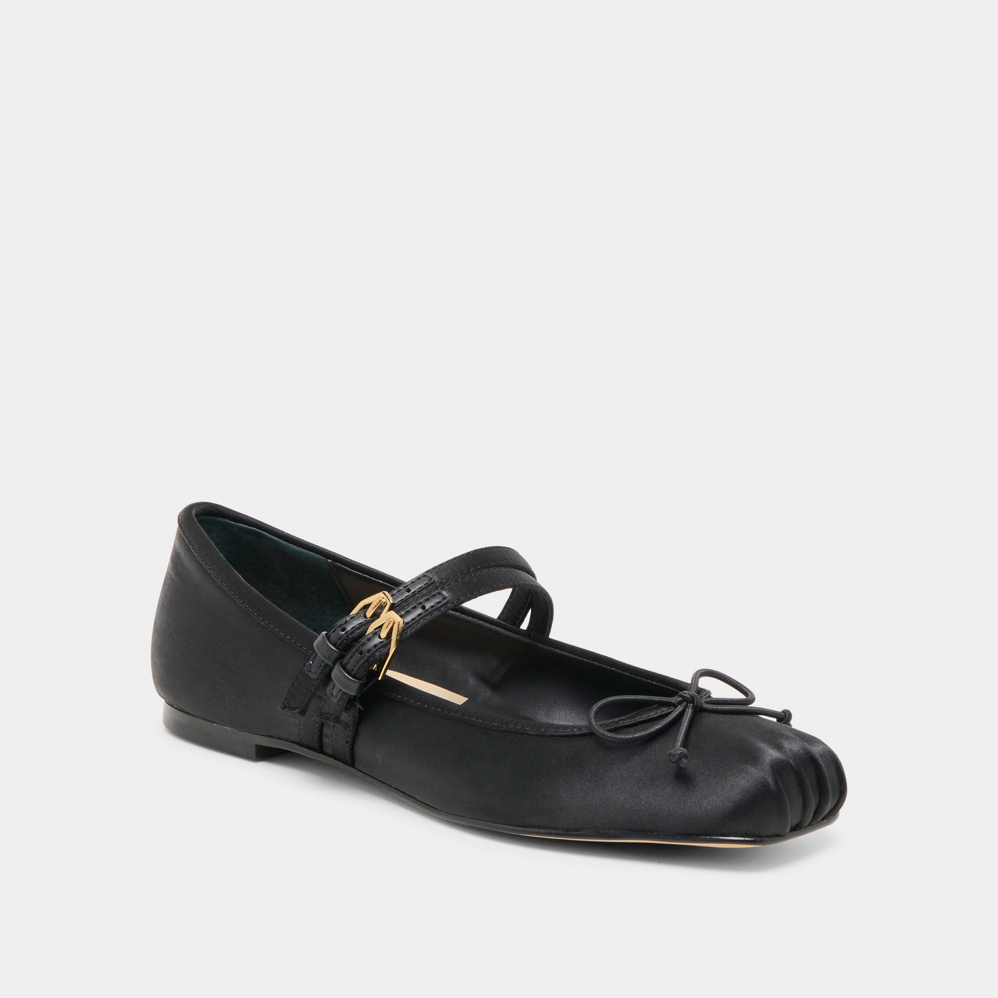 GIBSEN BALLET FLATS ONYX SATIN Lace Closure Breathable Knit Design