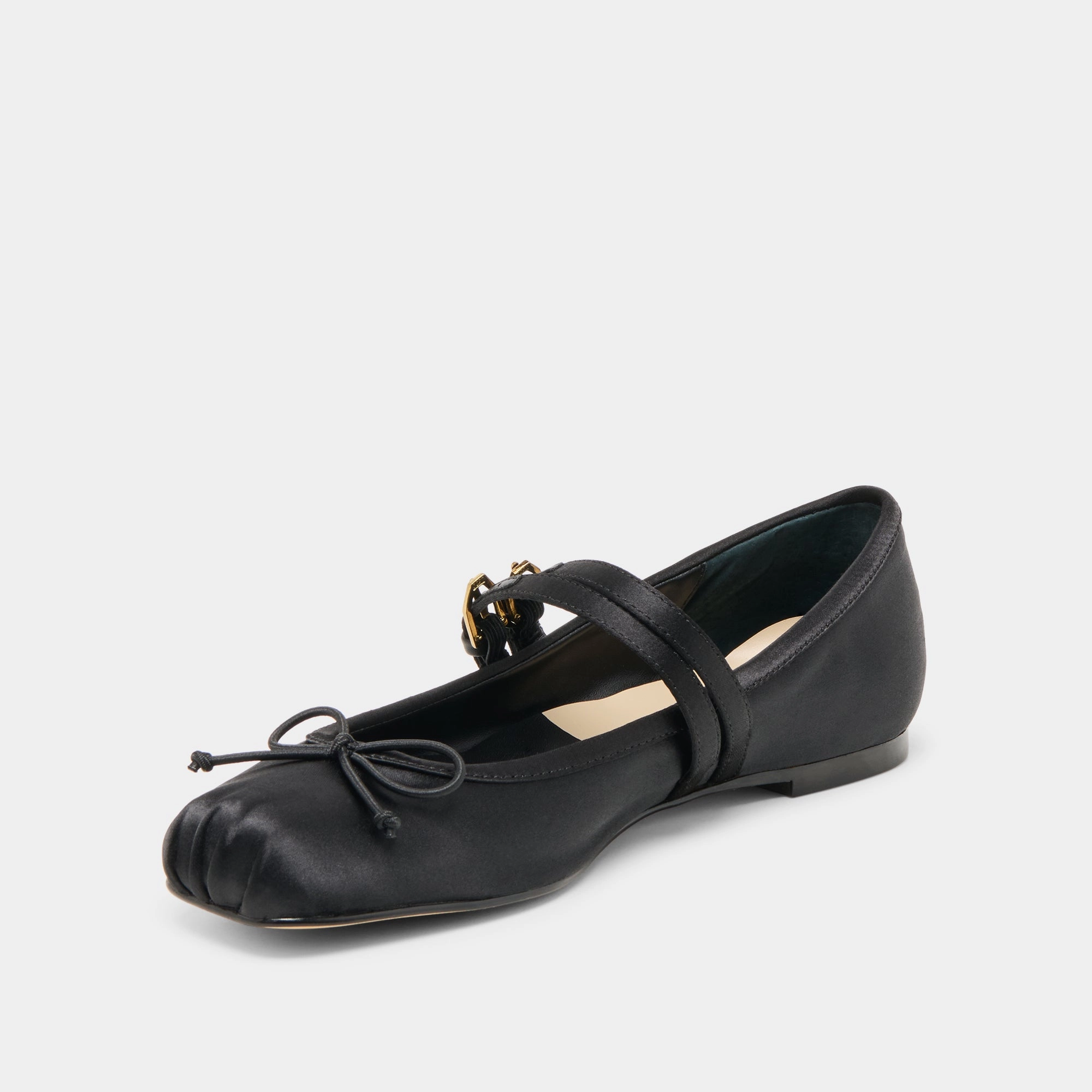 GIBSEN BALLET FLATS ONYX SATIN zip - type