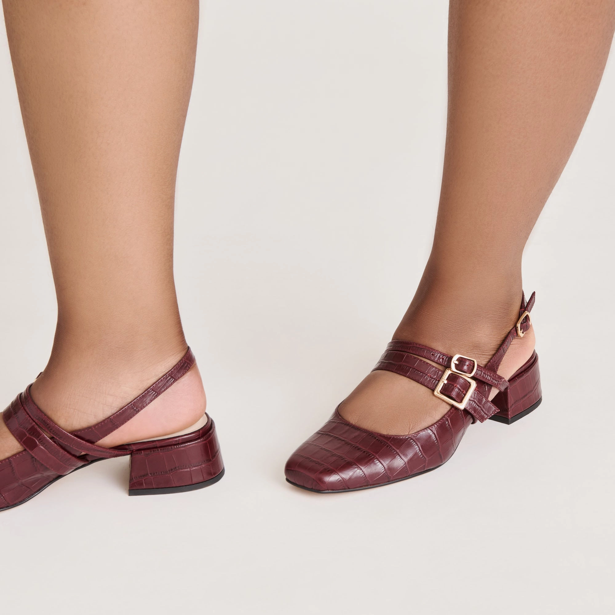 All Day Comfort Casual PATZY HEELS OXBLOOD EMBOSSED LEATHER