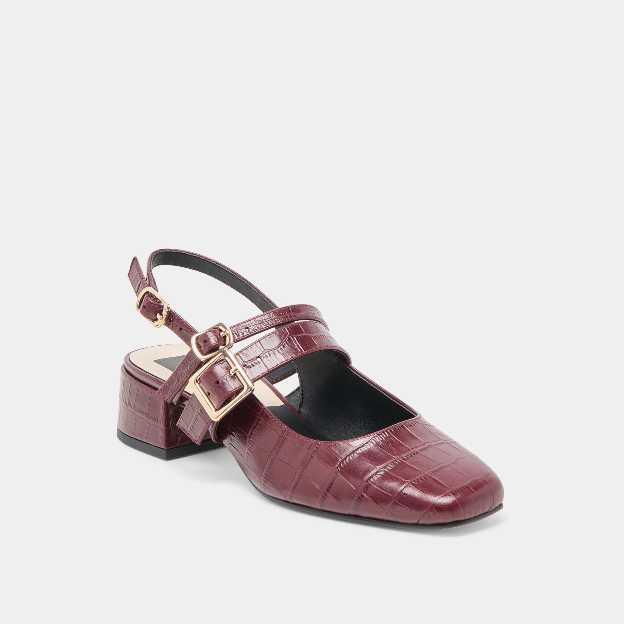 PATZY HEELS OXBLOOD EMBOSSED LEATHER Wedge Heel Non Toxic Coating