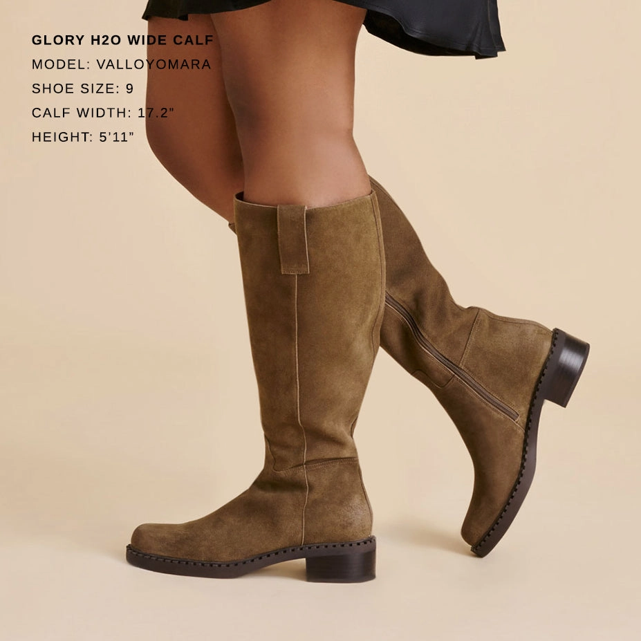 walking companions GLORY H2O WIDE CALF BOOTS OLIVE SUEDE