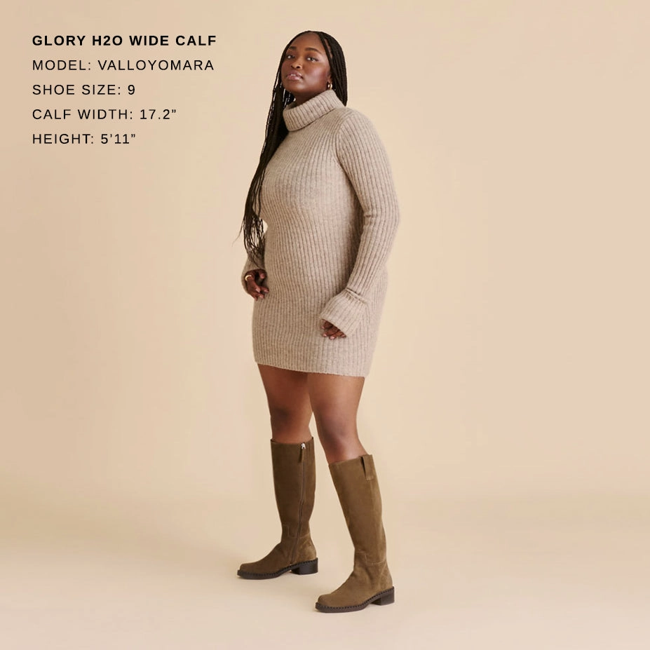 Non-marking sole eastern GLORY H2O WIDE CALF BOOTS OLIVE SUEDE