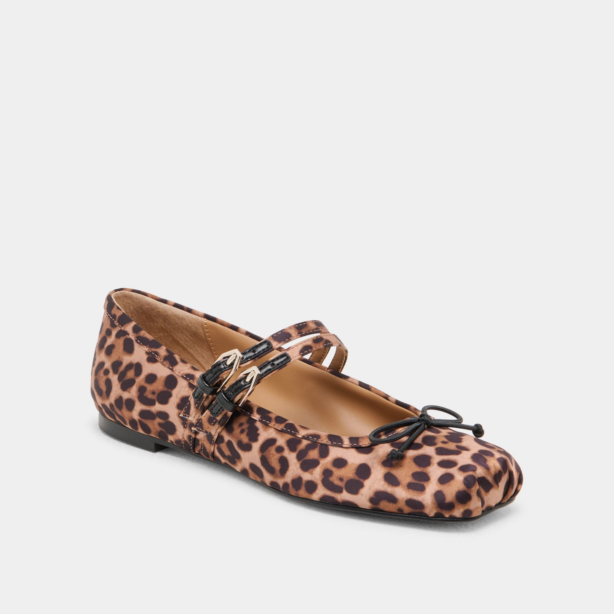 GIBSEN BALLET FLATS DK LEOPARD SATIN Shock-absorbent look Luxurious Feel