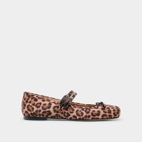 GIBSEN BALLET FLATS DK LEOPARD SATIN Pressure Relief Footbed Personalized