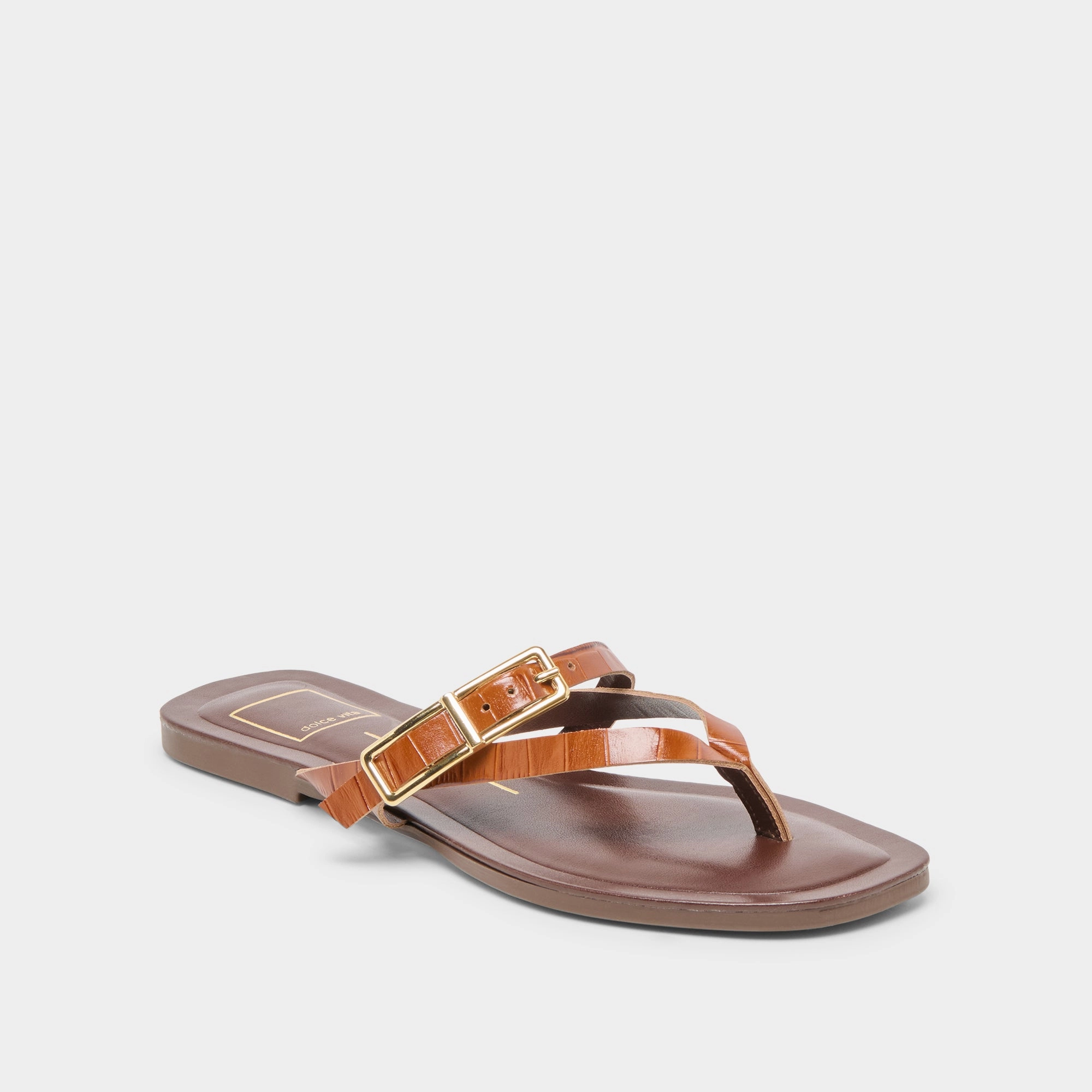 PIERS SANDALS COGNAC CROCO EMBOSSED LEATHER Traction Optimized