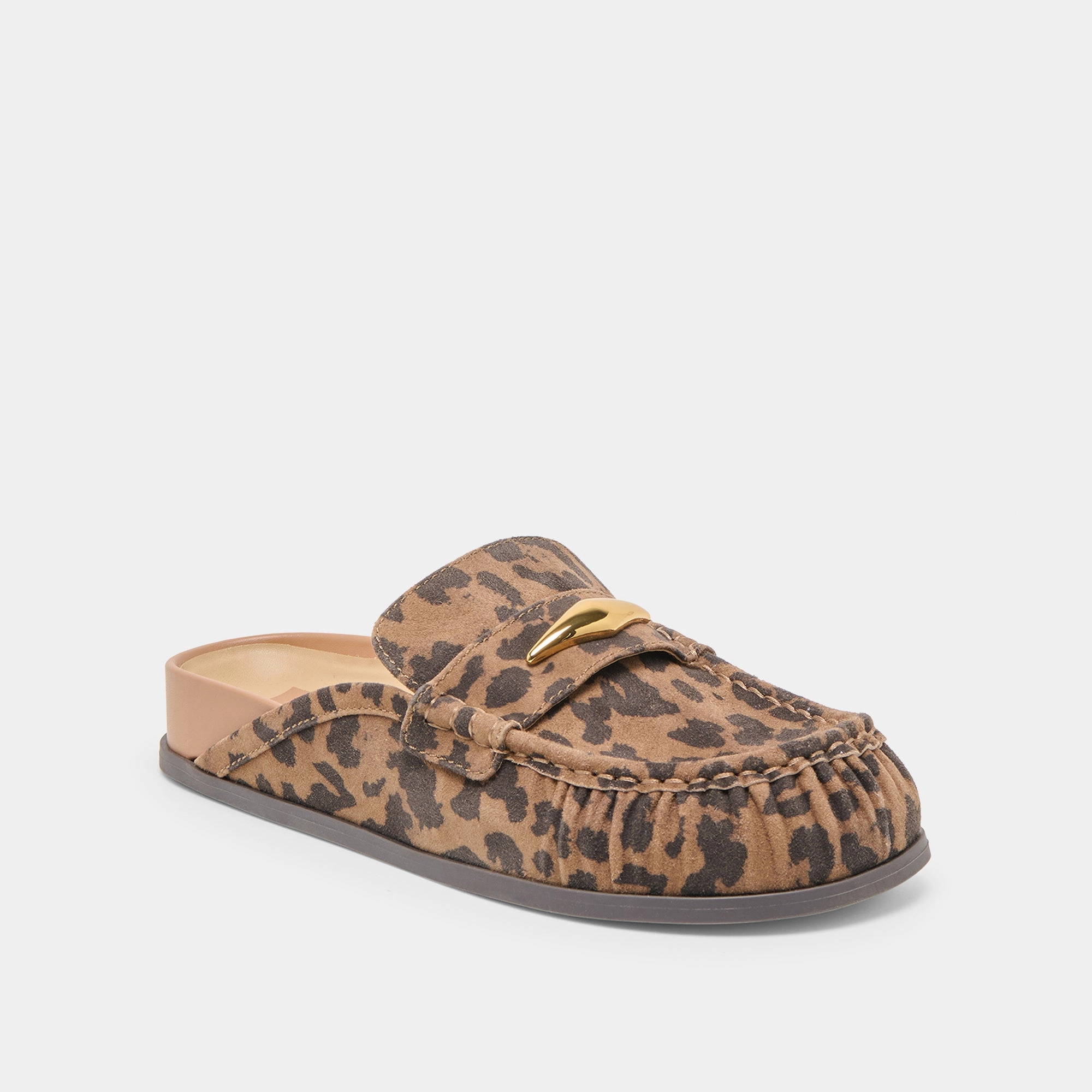 Dynamic lining JODERO FLATS BROWN LEOPARD PRINTED SUEDE