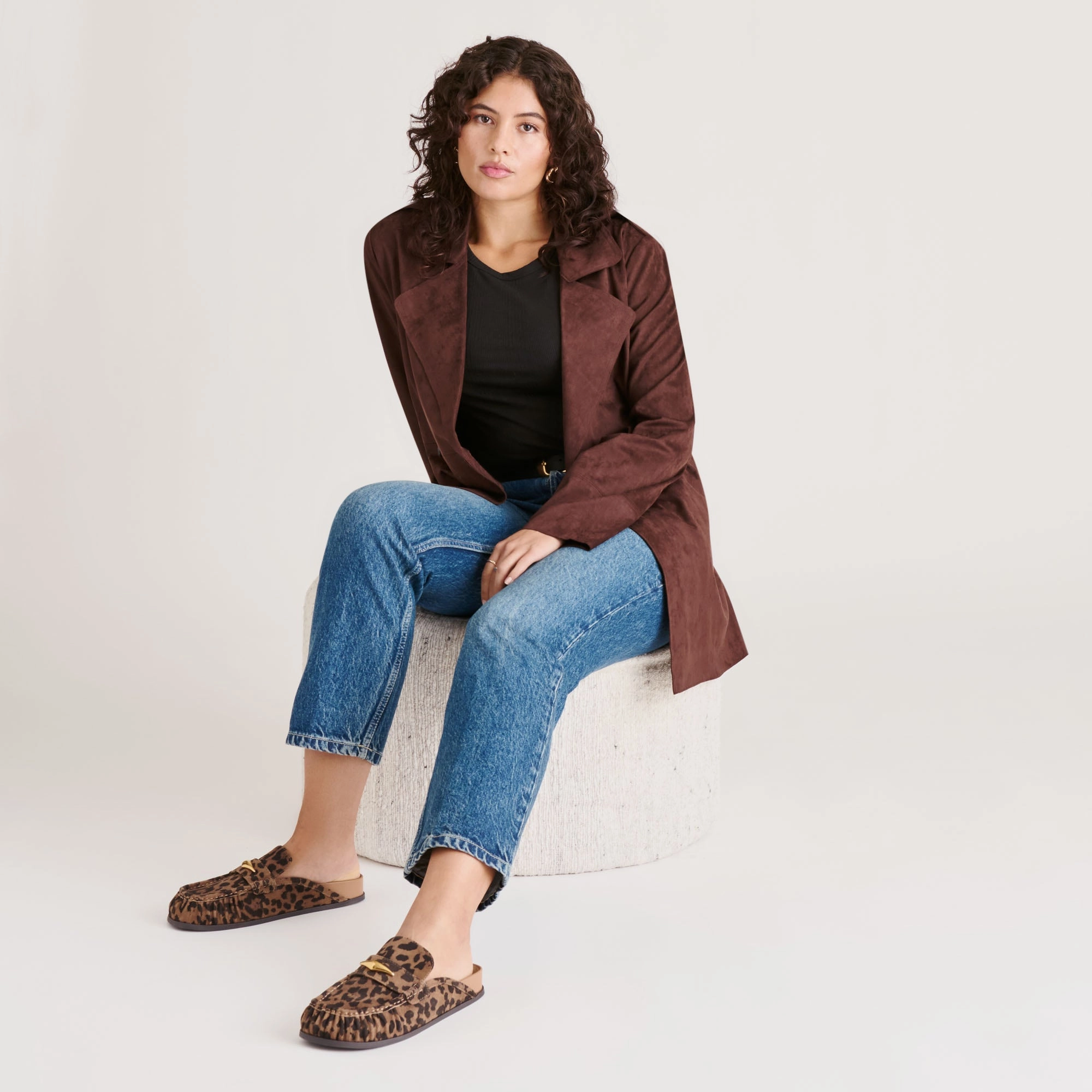 Limited JODERO FLATS BROWN LEOPARD PRINTED SUEDE