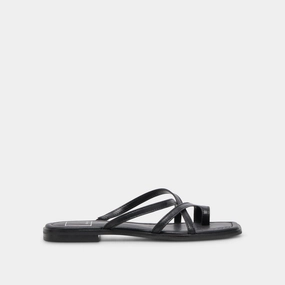 INDIGO SANDALS BLACK LEATHER hand - washable