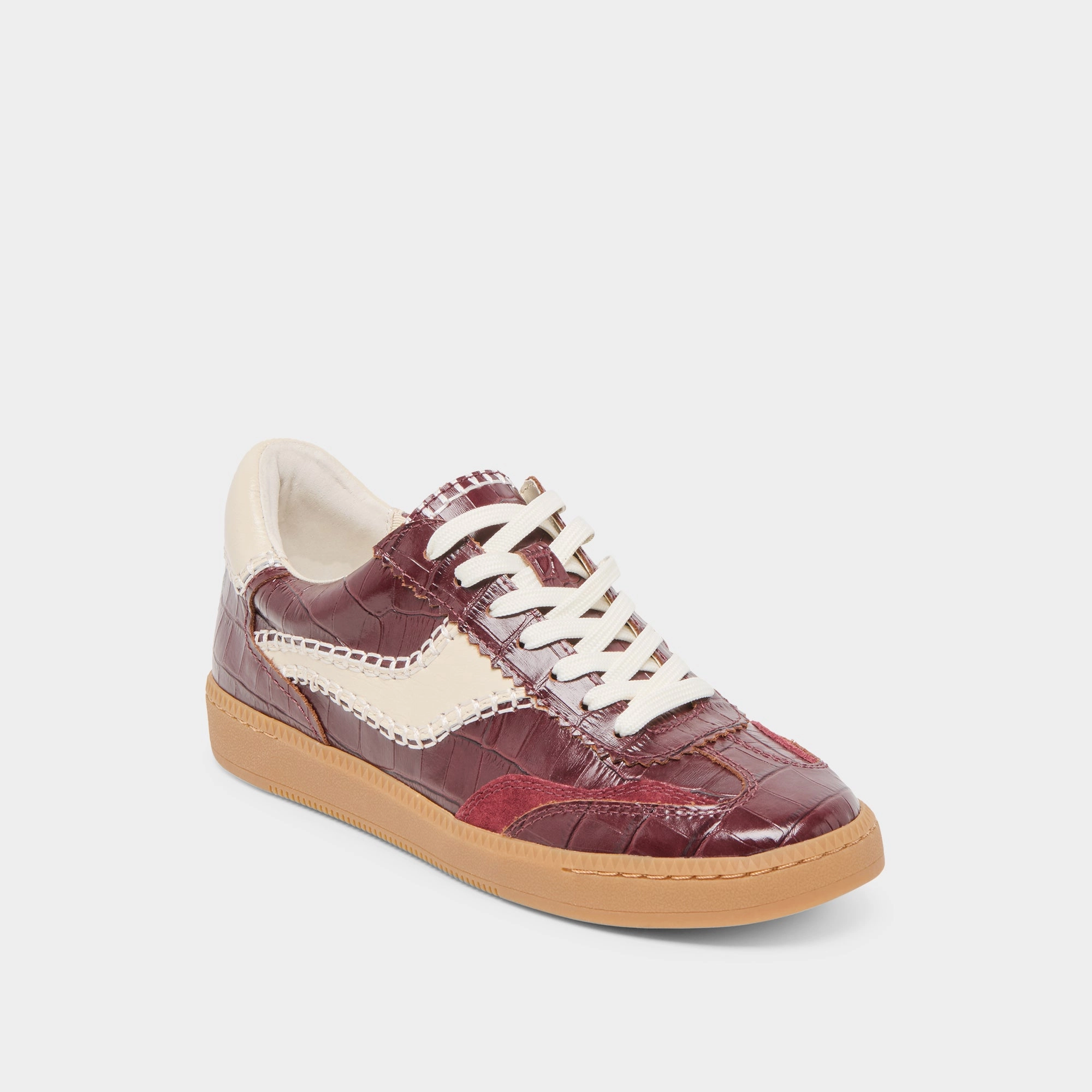 NOTICE STITCH SNEAKERS OXBLOOD CROCO EMBOSSED LEATHER Smooth Inner Seam Air Circulation System