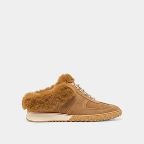 IZZEY PLUSH SNEAKERS LT BROWN SUEDE Vegan Leather