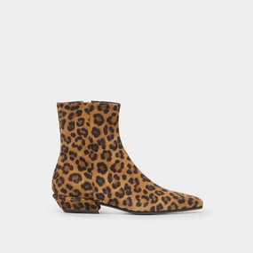 Traction Enhanced Pattern Anti Static Sole JOANIE BOOTIES LEOPARD PRINTED SUEDE
