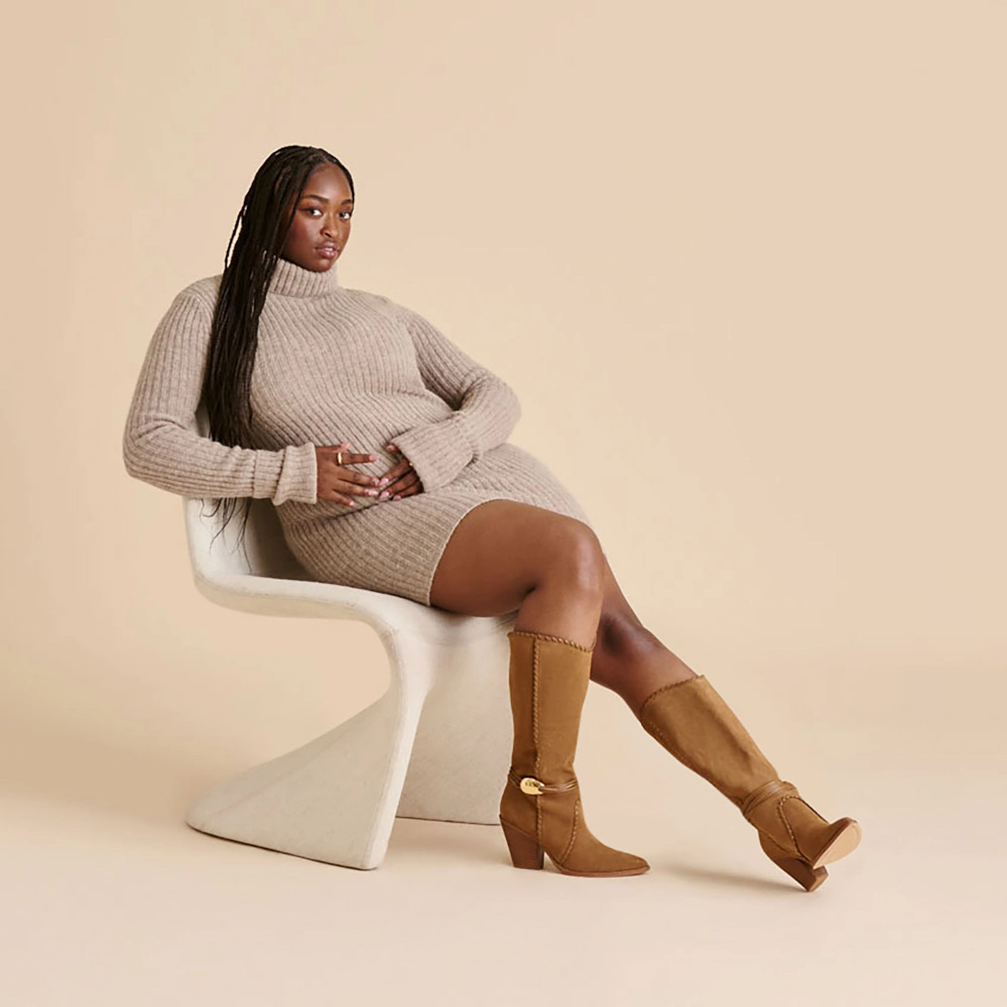 Amateur JODY WIDE CALF BOOTS LT BROWN SUEDE