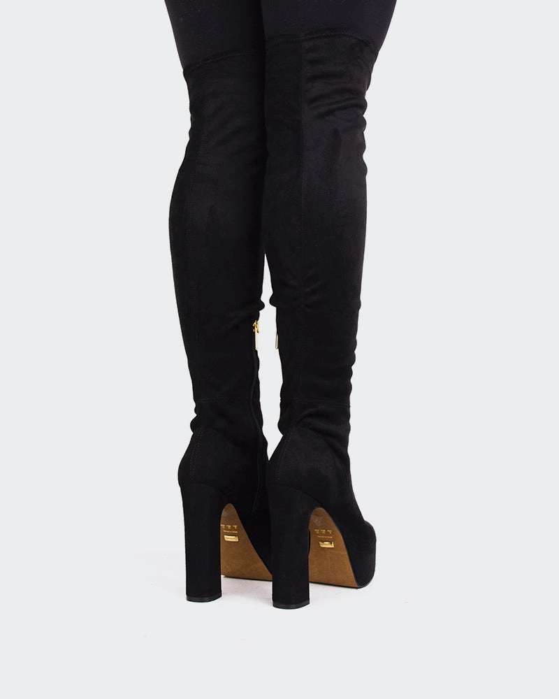 Supportive Fit Kalaf Black Suede Stretch