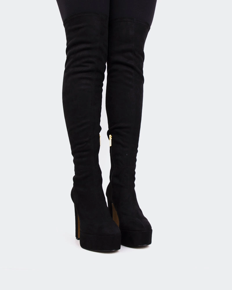 Kalaf Black Suede Stretch Milan Shine Breathable Mesh Panels