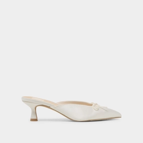 school - related benefits CLEO HEELS OFF WHITE SATIN