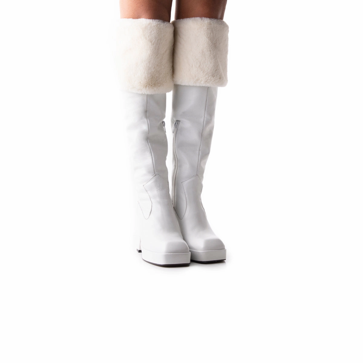 Kelani White Leather Stable Structure Hope Step