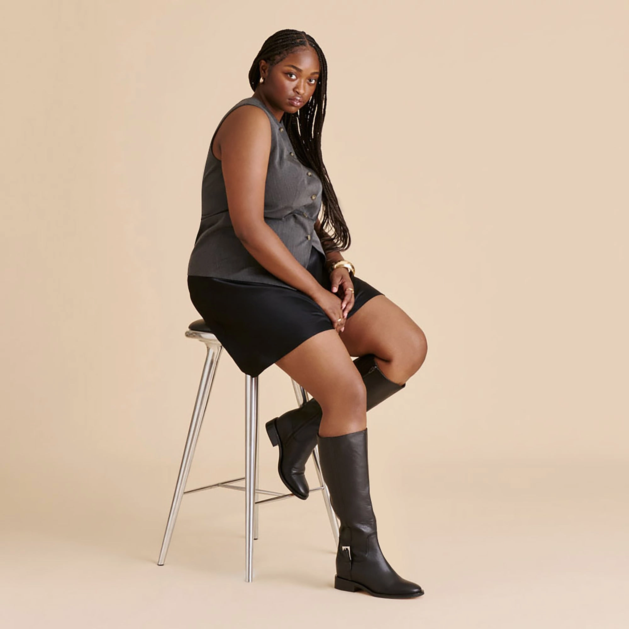 Orthopedic Footbed KILIAN H2O WIDE CALF BOOTS BLACK LEATHER