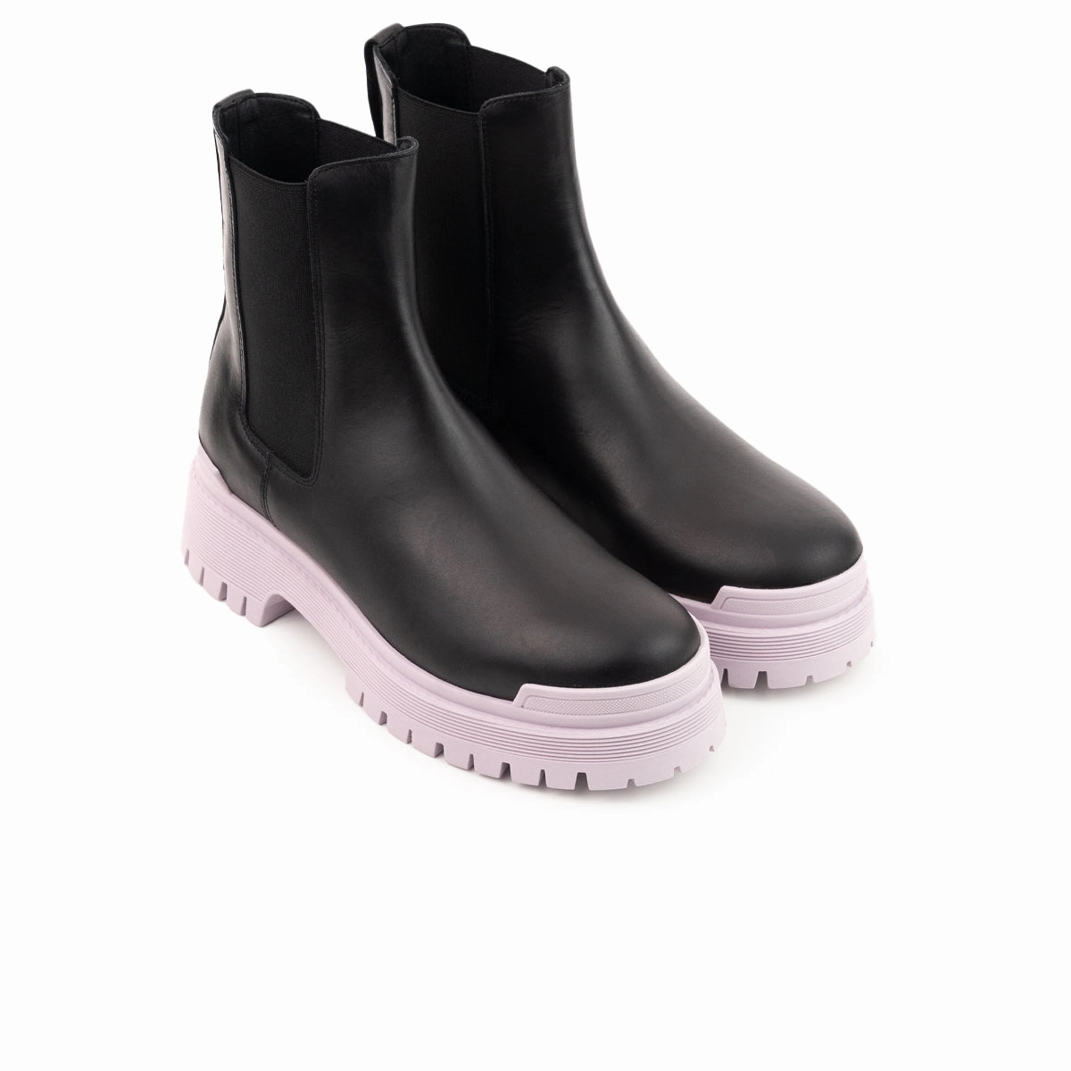 Functional Footwear Kirby Black Leather/Lilac Sole