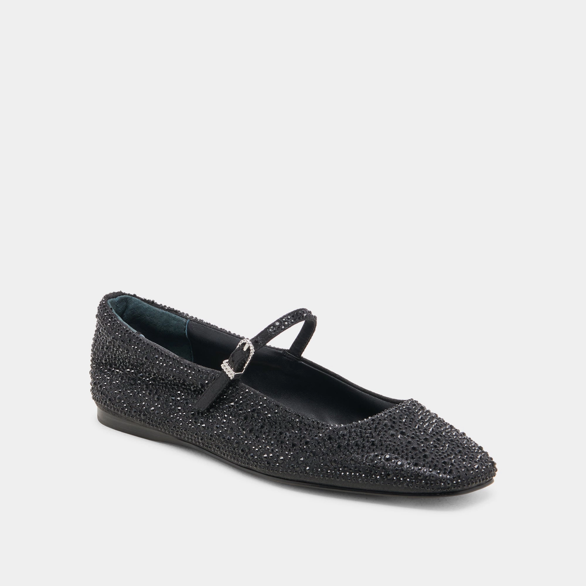 Exceptional Wide Fit Compatibility REYES CRYSTAL BALLET FLATS BLACK METALLIC CRYSTAL