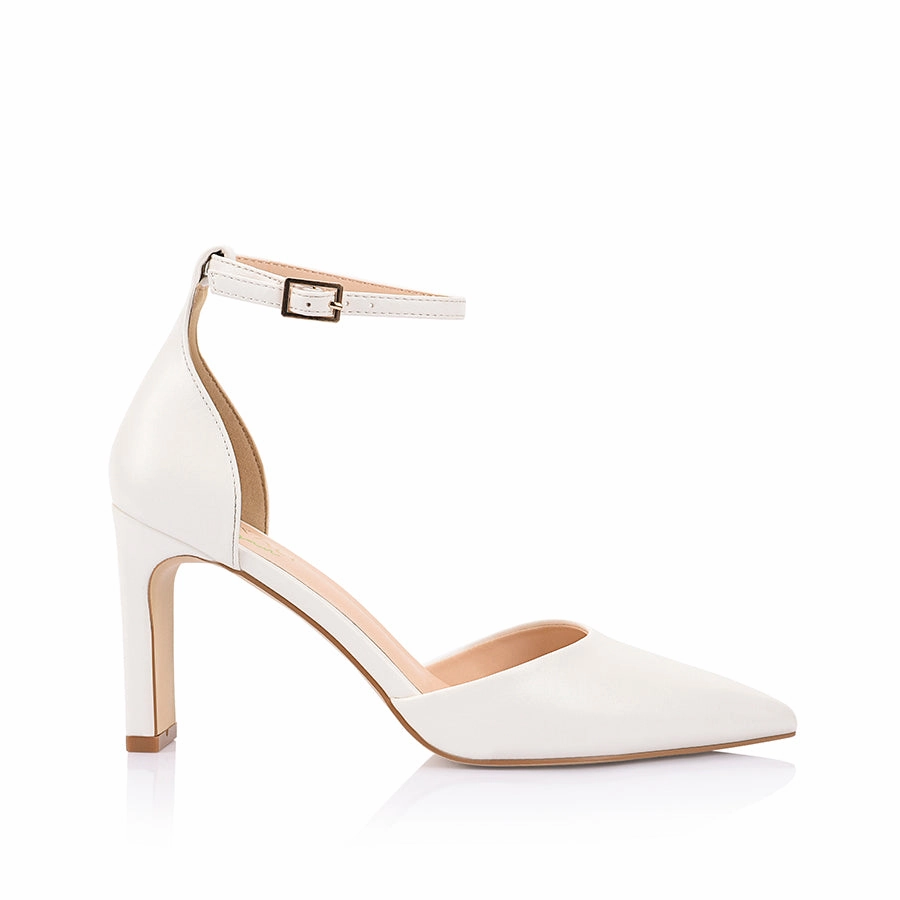 Executive Sharp Light Hue Kosta Closed Toe Block Heels - Chalk White