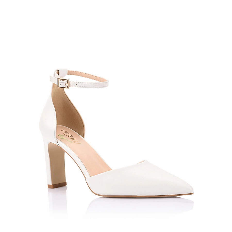 Kosta Closed Toe Block Heels - Chalk White Daily Fit