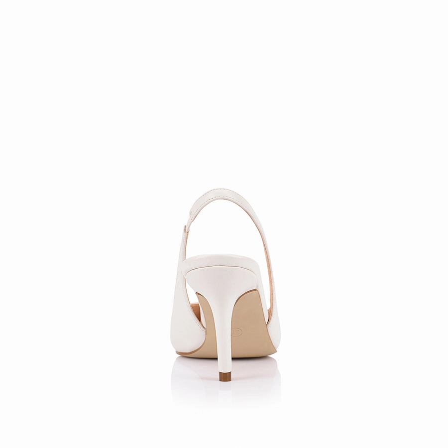 Leather Touch Essential Fit Lemur Slingback Stilettos - Chalk White
